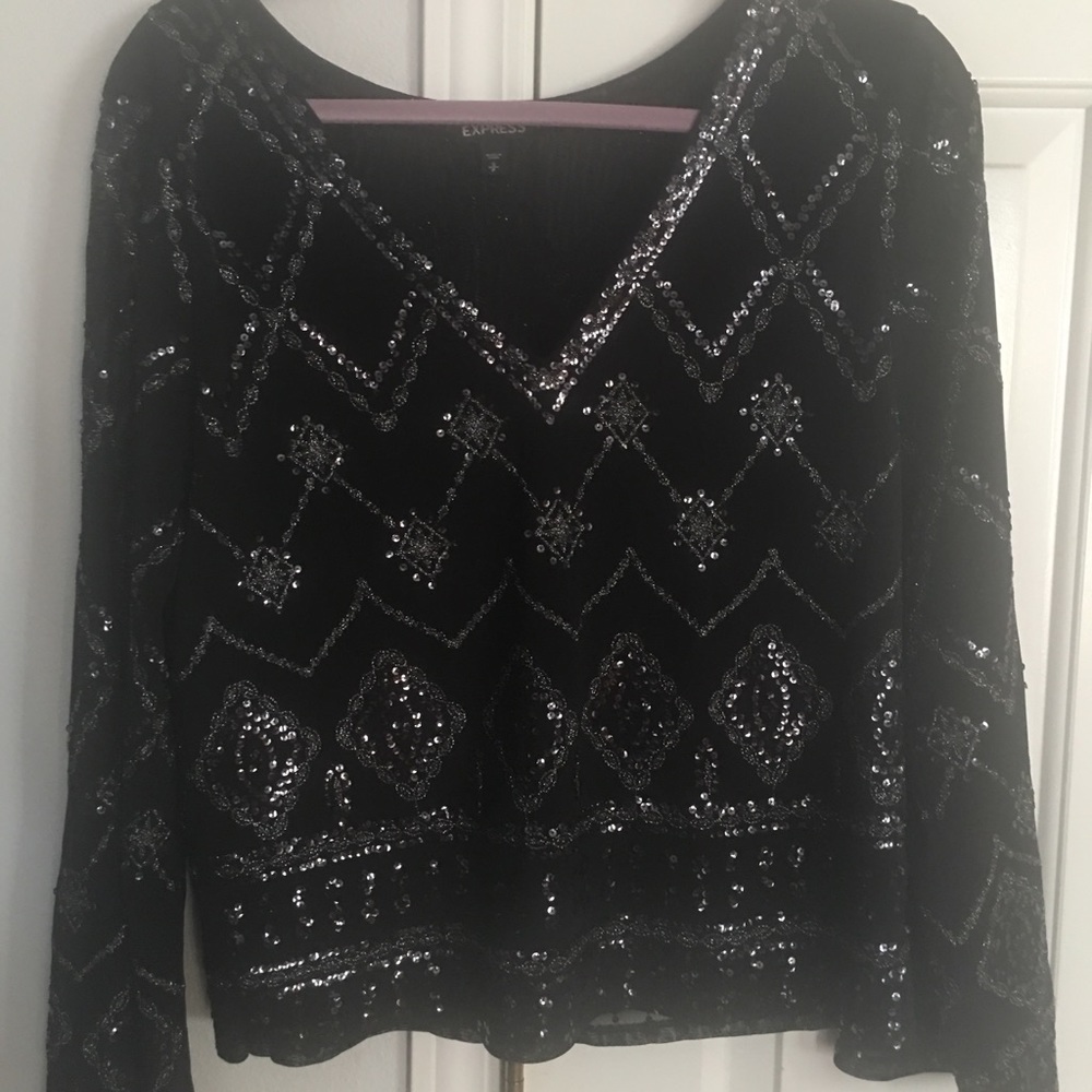 Beaded Express V neck top